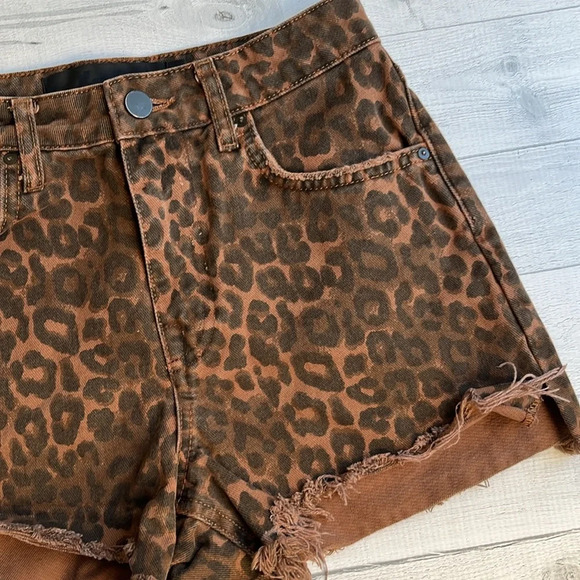 Alexander Wang X Denim Leopard Print Bite High Waist Cut Off Shorts 25 - Picture 5 of 12
